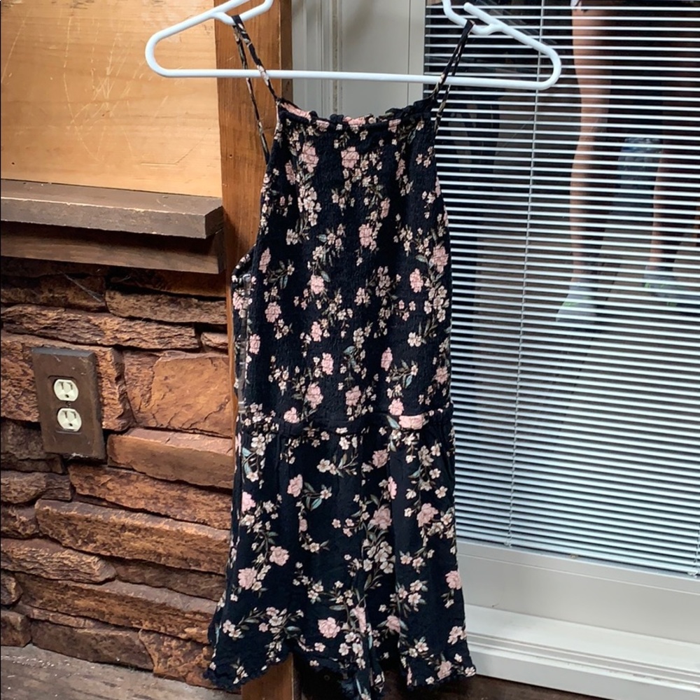 American Eagle Black Romper with Florals